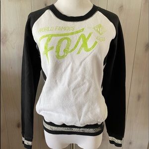FOX brand black white lime green POCKET SWEATSHIRT